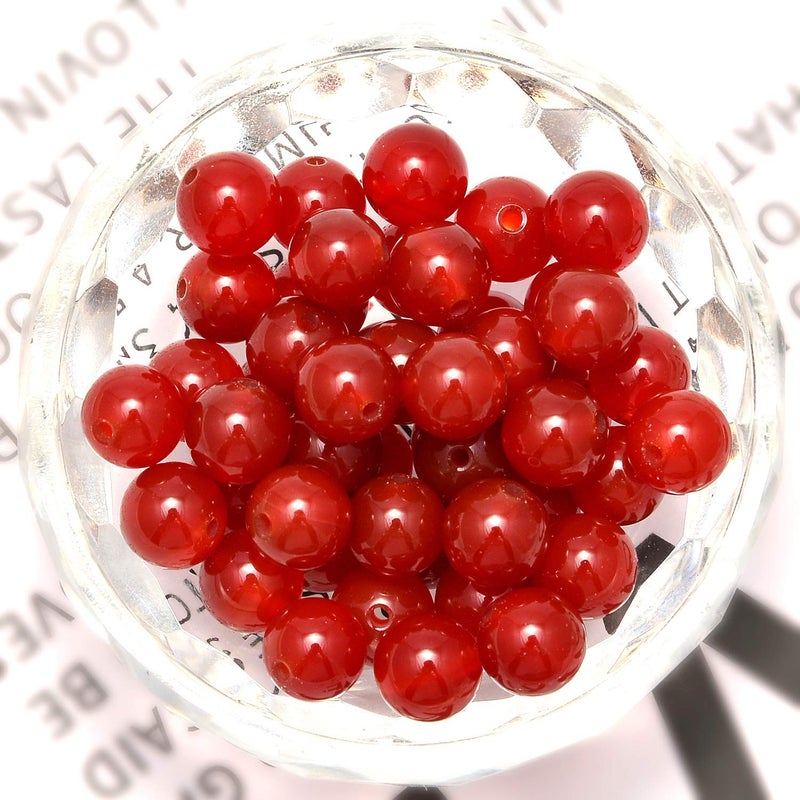NCB 100pcs 8mm Round Carnelian Natural Stone Beads for Jewelry Making (Red, 100Beads) - Image 2